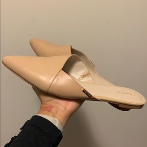 Calvin Klein nude leather mules